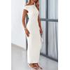 imagePRETTYGARDEN Womens 2025 Summer Formal Maxi Dresses Sleeveless One Shoulder Bodycon Ruched Mesh Wedding Guest Cocktail DressWhite