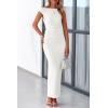 imagePRETTYGARDEN Womens 2025 Summer Formal Maxi Dresses Sleeveless One Shoulder Bodycon Ruched Mesh Wedding Guest Cocktail DressWhite