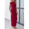 imagePRETTYGARDEN Womens 2025 Summer Formal Maxi Dresses Sleeveless One Shoulder Bodycon Ruched Mesh Wedding Guest Cocktail DressWine Red
