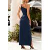 imagePRETTYGARDEN Womens 2025 Summer Formal Wedding Guest Dresses One Shoulder Spaghetti Strap High Slit Maxi Bodycon DressNavy Blue