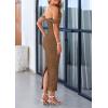 imagePRETTYGARDEN Womens 2025 Summer Off The Shoulder Dress Ruched Bodycon Sleeveless Split Cocktail Party Maxi DressesCoffee