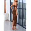 imagePRETTYGARDEN Womens 2025 Summer Off The Shoulder Dress Ruched Bodycon Sleeveless Split Cocktail Party Maxi DressesDark Brown