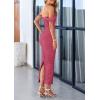 imagePRETTYGARDEN Womens 2025 Summer Off The Shoulder Dress Ruched Bodycon Sleeveless Split Cocktail Party Maxi DressesDark Pink