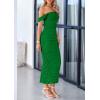 imagePRETTYGARDEN Womens 2025 Summer Off The Shoulder Dress Ruched Bodycon Sleeveless Split Cocktail Party Maxi DressesGreen