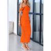 imagePRETTYGARDEN Womens 2025 Summer Off The Shoulder Dress Ruched Bodycon Sleeveless Split Cocktail Party Maxi DressesOrange
