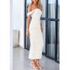 imagePRETTYGARDEN Womens 2025 Summer Off The Shoulder Dress Ruched Bodycon Sleeveless Split Cocktail Party Maxi DressesWhite