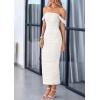 imagePRETTYGARDEN Womens 2025 Summer Off The Shoulder Dress Ruched Bodycon Sleeveless Split Cocktail Party Maxi DressesWhite