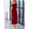 imagePRETTYGARDEN Womens 2025 Summer Off The Shoulder Dress Ruched Bodycon Sleeveless Split Cocktail Party Maxi DressesWine Red