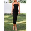 imagePRETTYGARDEN Womens 2025 Summer Sleeveless Bodycon Dress Textured Back Slit Sexy Cocktail Party Midi DressesBlack