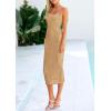 imagePRETTYGARDEN Womens 2025 Summer Sleeveless Bodycon Dress Textured Back Slit Sexy Cocktail Party Midi DressesLight Khaki