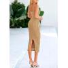 imagePRETTYGARDEN Womens 2025 Summer Sleeveless Bodycon Dress Textured Back Slit Sexy Cocktail Party Midi DressesLight Khaki