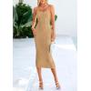 imagePRETTYGARDEN Womens 2025 Summer Sleeveless Bodycon Dress Textured Back Slit Sexy Cocktail Party Midi DressesLight Khaki