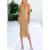 imagePRETTYGARDEN Womens 2025 Summer Sleeveless Bodycon Dress Textured Back Slit Sexy Cocktail Party Midi DressesLight Khaki