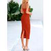 imagePRETTYGARDEN Womens 2025 Summer Sleeveless Bodycon Dress Textured Back Slit Sexy Cocktail Party Midi DressesOrange