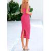 imagePRETTYGARDEN Womens 2025 Summer Sleeveless Bodycon Dress Textured Back Slit Sexy Cocktail Party Midi DressesRose Red