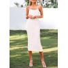 imagePRETTYGARDEN Womens 2025 Summer Sleeveless Bodycon Dress Textured Back Slit Sexy Cocktail Party Midi DressesWhite