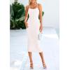 imagePRETTYGARDEN Womens 2025 Summer Sleeveless Bodycon Dress Textured Back Slit Sexy Cocktail Party Midi DressesWhite
