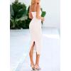 imagePRETTYGARDEN Womens 2025 Summer Sleeveless Bodycon Dress Textured Back Slit Sexy Cocktail Party Midi DressesWhite