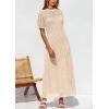 imagePRETTYGARDEN Womens Eyelet Cover Up Dress 2025 Summer Vacation Resort Maxi Dresses Beach Short Sleeve Hollow Out SundressApricot