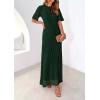 imagePRETTYGARDEN Womens Eyelet Cover Up Dress 2025 Summer Vacation Resort Maxi Dresses Beach Short Sleeve Hollow Out SundressDark Green