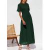 imagePRETTYGARDEN Womens Eyelet Cover Up Dress 2025 Summer Vacation Resort Maxi Dresses Beach Short Sleeve Hollow Out SundressDark Green