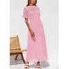 imagePRETTYGARDEN Womens Eyelet Cover Up Dress 2025 Summer Vacation Resort Maxi Dresses Beach Short Sleeve Hollow Out SundressPink