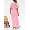 imagePRETTYGARDEN Womens Eyelet Cover Up Dress 2025 Summer Vacation Resort Maxi Dresses Beach Short Sleeve Hollow Out SundressPink