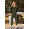 imagePRETTYGARDEN Womens Fall 2 Piece Lounge Set Long Sleeve Tops Ribbed Pants Spring Matching Sweatsuit Travel Outfits ClothesArmy Green