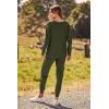 imagePRETTYGARDEN Womens Fall 2 Piece Lounge Set Long Sleeve Tops Ribbed Pants Spring Matching Sweatsuit Travel Outfits ClothesArmy Green