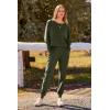 imagePRETTYGARDEN Womens Fall 2 Piece Lounge Set Long Sleeve Tops Ribbed Pants Spring Matching Sweatsuit Travel Outfits ClothesArmy Green