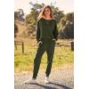 imagePRETTYGARDEN Womens Fall 2 Piece Lounge Set Long Sleeve Tops Ribbed Pants Spring Matching Sweatsuit Travel Outfits ClothesArmy Green