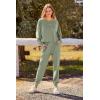 imagePRETTYGARDEN Womens Fall 2 Piece Lounge Set Long Sleeve Tops Ribbed Pants Spring Matching Sweatsuit Travel Outfits ClothesBean Green