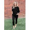 imagePRETTYGARDEN Womens Fall 2 Piece Lounge Set Long Sleeve Tops Ribbed Pants Spring Matching Sweatsuit Travel Outfits ClothesBlack