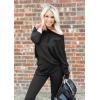 imagePRETTYGARDEN Womens Fall 2 Piece Lounge Set Long Sleeve Tops Ribbed Pants Spring Matching Sweatsuit Travel Outfits ClothesBlack