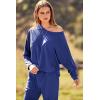 imagePRETTYGARDEN Womens Fall 2 Piece Lounge Set Long Sleeve Tops Ribbed Pants Spring Matching Sweatsuit Travel Outfits ClothesBlue