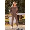 imagePRETTYGARDEN Womens Fall 2 Piece Lounge Set Long Sleeve Tops Ribbed Pants Spring Matching Sweatsuit Travel Outfits ClothesCoffee