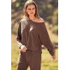 imagePRETTYGARDEN Womens Fall 2 Piece Lounge Set Long Sleeve Tops Ribbed Pants Spring Matching Sweatsuit Travel Outfits ClothesCoffee
