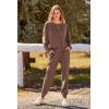 imagePRETTYGARDEN Womens Fall 2 Piece Lounge Set Long Sleeve Tops Ribbed Pants Spring Matching Sweatsuit Travel Outfits ClothesCoffee
