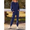 imagePRETTYGARDEN Womens Fall 2 Piece Lounge Set Long Sleeve Tops Ribbed Pants Spring Matching Sweatsuit Travel Outfits ClothesDark Blue
