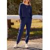 imagePRETTYGARDEN Womens Fall 2 Piece Lounge Set Long Sleeve Tops Ribbed Pants Spring Matching Sweatsuit Travel Outfits ClothesDark Blue