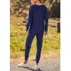 imagePRETTYGARDEN Womens Fall 2 Piece Lounge Set Long Sleeve Tops Ribbed Pants Spring Matching Sweatsuit Travel Outfits ClothesDark Blue