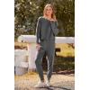 imagePRETTYGARDEN Womens Fall 2 Piece Lounge Set Long Sleeve Tops Ribbed Pants Spring Matching Sweatsuit Travel Outfits ClothesDark Grey