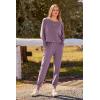 imagePRETTYGARDEN Womens Fall 2 Piece Lounge Set Long Sleeve Tops Ribbed Pants Spring Matching Sweatsuit Travel Outfits ClothesDeep Purple