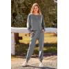imagePRETTYGARDEN Womens Fall 2 Piece Lounge Set Long Sleeve Tops Ribbed Pants Spring Matching Sweatsuit Travel Outfits ClothesGrey