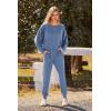 imagePRETTYGARDEN Womens Fall 2 Piece Lounge Set Long Sleeve Tops Ribbed Pants Spring Matching Sweatsuit Travel Outfits ClothesLight Blue