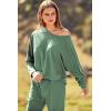 imagePRETTYGARDEN Womens Fall 2 Piece Lounge Set Long Sleeve Tops Ribbed Pants Spring Matching Sweatsuit Travel Outfits ClothesLight Green