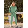 imagePRETTYGARDEN Womens Fall 2 Piece Lounge Set Long Sleeve Tops Ribbed Pants Spring Matching Sweatsuit Travel Outfits ClothesLight Green
