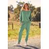 imagePRETTYGARDEN Womens Fall 2 Piece Lounge Set Long Sleeve Tops Ribbed Pants Spring Matching Sweatsuit Travel Outfits ClothesLight Green