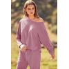 imagePRETTYGARDEN Womens Fall 2 Piece Lounge Set Long Sleeve Tops Ribbed Pants Spring Matching Sweatsuit Travel Outfits ClothesPink