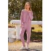 imagePRETTYGARDEN Womens Fall 2 Piece Lounge Set Long Sleeve Tops Ribbed Pants Spring Matching Sweatsuit Travel Outfits ClothesPink